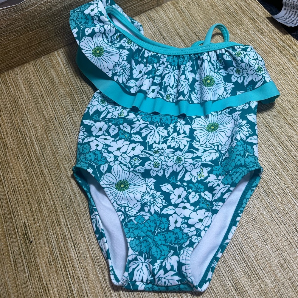SOLD SOLD NWOT Floral One-ShoulderRuffled Girls Swimsuit 6 -12 mths